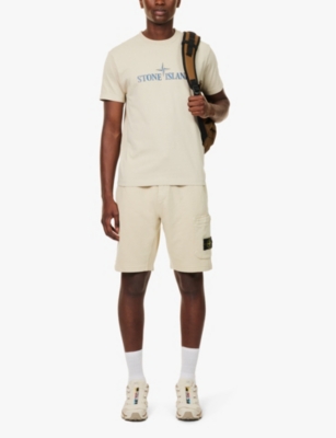 Stone Island Mens Plaster Branded-print Short-sleeved Cotton-jersey T-shirt In Plaster