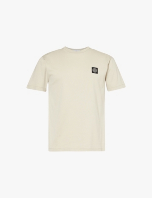 Stone Island Mens Plaster Brand-patch Short-sleeved Cotton-jersey T-shirt Xxl In White