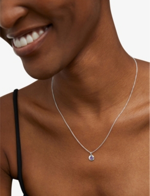 Monica Vinader Womens Sterling Silver February Birthstone Sterling-silver Necklace In Sterling Silver