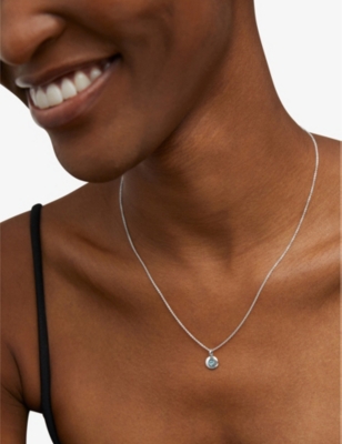 Monica Vinader Womens Sterling Silver March Birthstone Necklace Aquamarine In Sterling Silver