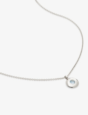 Monica Vinader Womens Sterling Silver March Birthstone Necklace Aquamarine In Metallic
