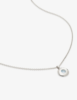 Monica Vinader Womens Sterling Silver March Birthstone Necklace Aquamarine In Sterling Silver
