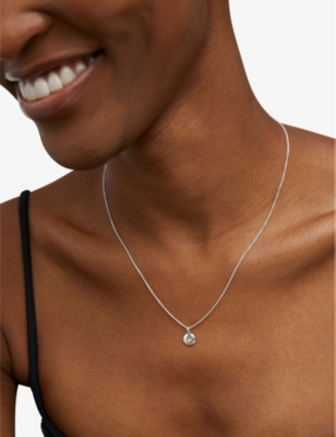 Monica Vinader Womens Sterling Silver August Birthstone Necklace Peridot In Sterling Silver