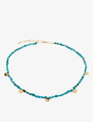 Monica Vinader Womens Yellow Gold Rio Mini 18ct Yellow Gold-plated Vermeil Sterling-silver And Turqu In Yellow Gold