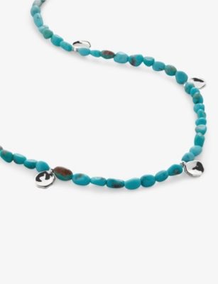 Monica Vinader Womens Sterling Silver Rio Nugget-charm Sterling-silver Beaded Necklace In Sterling Silver