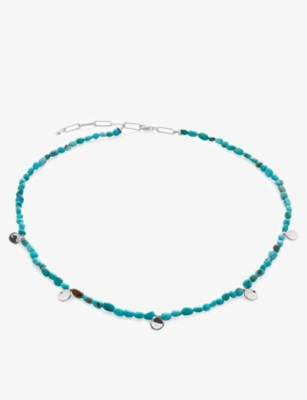 Monica Vinader Womens Sterling Silver Rio Nugget-charm Sterling-silver Beaded Necklace In Sterling Silver
