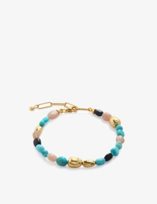MONICA VINADER: Rio Multi 18ct yellow gold-plated vermeil sterling-silver, turquoise, peach, moonstone and black onyx beaded bracelet