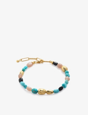 Monica Vinader Beaded Stone Bracelet In Yellow Gold