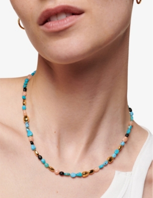 Monica Vinader Beaded Stone Necklace In Multi