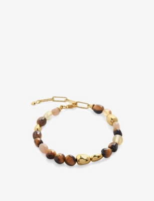MONICA VINADER: Rio 18ct yellow gold-plated vermeil sterling-silver, tiger's eye, peach moonstone and citrine beaded bracelet