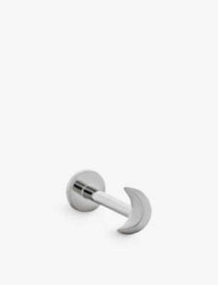 Crescent Moon 14ct white-gold single stud earring
