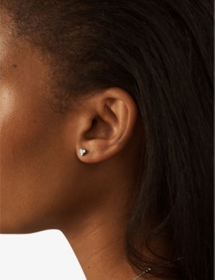 Monica Vinader Womens Diamond Cluster 14ct White-gold And 0.009ct Lab-grown Diamond Single Stud Earrings Silver In Metallic