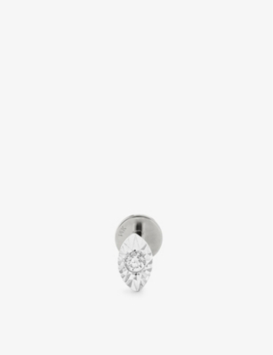 MONICA VINADER: Marquis Labret 14ct white-gold and 0.015ct lab-grown brilliant-cut diamond single stud earring
