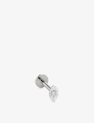 MONICA VINADER: Marquis Labret 14ct white-gold and 0.015ct lab-grown brilliant-cut diamond single stud earring