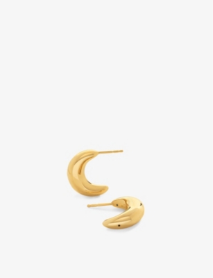Shop Monica Vinader Womens  Crescent Moon Medium 18ct Yellow Gold-plated Vermeil Sterling-silver Hoop Earr