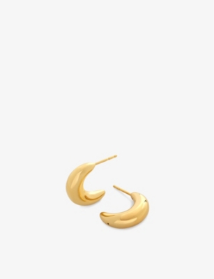 Shop Monica Vinader Womens  Crescent Moon Medium 18ct Yellow Gold-plated Vermeil Sterling-silver Hoop Earr