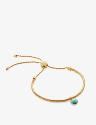 MONICA VINADER: Eclipse 18ct yellow gold-plated vermeil sterling-silver and amazonite friendship bracelet