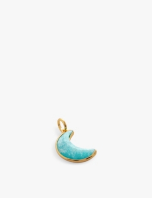 Shop Monica Vinader Womens  Crescent Moon 18k Gold-plated Vermeil Sterling-silver And Amazonite Pendant Ch In Yellow Gold