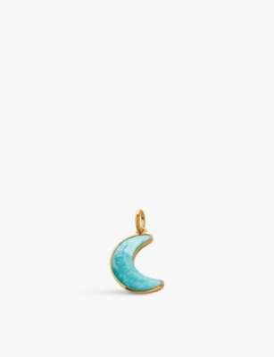 MONICA VINADER: Crescent Moon 18k gold-plated vermeil sterling-silver and amazonite pendant charm