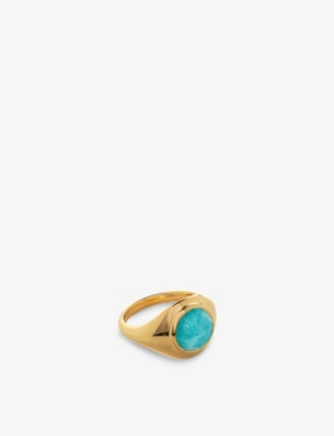 MONICA VINADER: Eclipse 18ct yellow gold-plated vermeil sterling-silver and amazonite signet ring