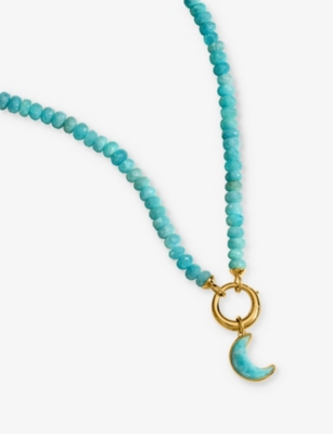 MONICA VINADER: Kissing Moon Capture 18ct yellow gold-plated vermeil sterling-silver and amazonite beaded necklace
