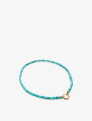 MONICA VINADER: Kissing Moon Capture 18ct yellow gold-plated vermeil sterling-silver and amazonite beaded necklace