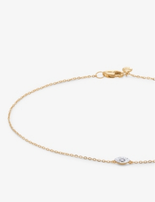 Marquis Solitaire 14ct yellow-gold and 0.015ct lab-grown brilliant-cut diamond bracelet