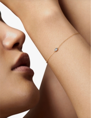 MONICA VINADER: Marquis Solitaire 14ct Yellow-Gold And 0.015ct Brilliant-Cut Lab-Grown Diamond Bracelet