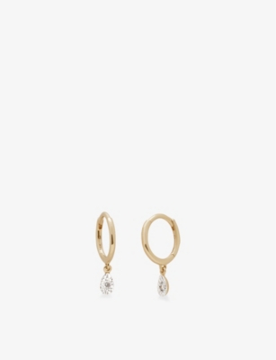 MONICA VINADER: Teardrop Mini 14ct yellow gold and 0.0294ct diamond hoop earrings