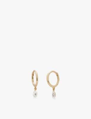 Monica Vinader Womens Yellow Gold Teardrop Mini 14ct Yellow Gold And 0.0294ct Diamond Hoop Earrings