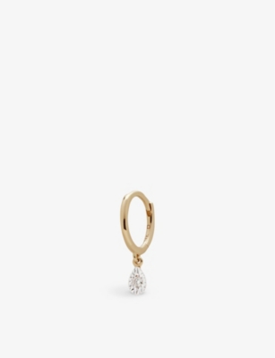 MONICA VINADER: Tear Drop 14ct yellow-gold and 0.02ct diamond single hoop earring