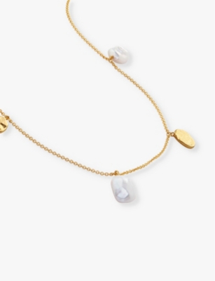 Monica Vinader Womens Yellow Gold Capri 18ct Gold-plated Vermeil Sterling-silver And Keshi-pearl Pen In Yellow Gold