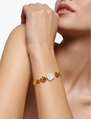 MONICA VINADER: Capri 18ct yellow gold-plated vermeil sterling-silver and keshi-pearl bracelet