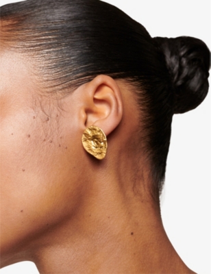 MONICA VINADER: Capri Teardrop 18ct yellow gold-plated vermeil sterling-silver stud earrings
