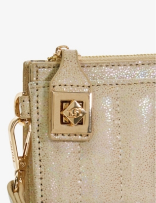 Shop Dune Womens  Starlette Logo-embellished Faux-leather Pouch In Gold Synthetic