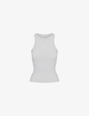 SKIMS: High-neck slim-fit cotton-jersey tank