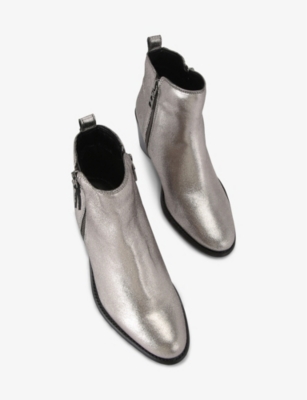 Carvela Womens Secil Side-zip Heeled Leather Ankle Boots Gunmetal In Gunmetal