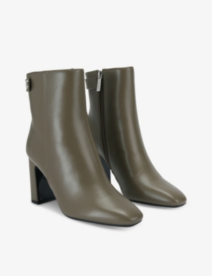 Carvela Womens Jackpot Block-heel Faux-leather Ankle Boots Khaki In Khaki