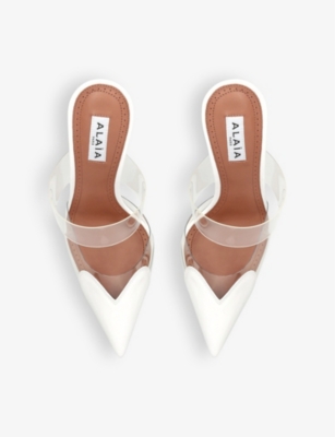 AZZEDINE ALAIA: Heart-shape patent leather heeled mules