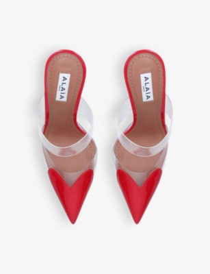 AZZEDINE ALAIA: Cœur 90 pointed-toe patent-leather mules