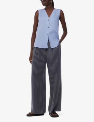 WHISTLES: Laura V-neck sleeveless linen vest