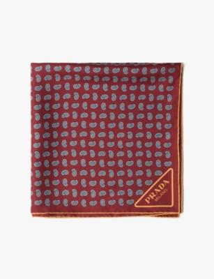 PRADA: Branded paisley-pattern square silk scarf