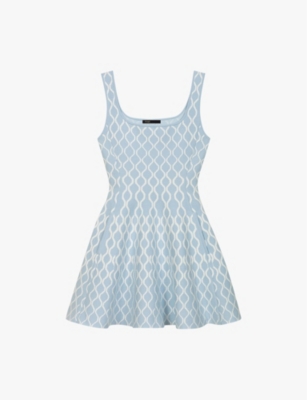 Maje Womens Bicolore Jacquard-print Sleeveless Stretch-woven Mini Dress In Bicolore