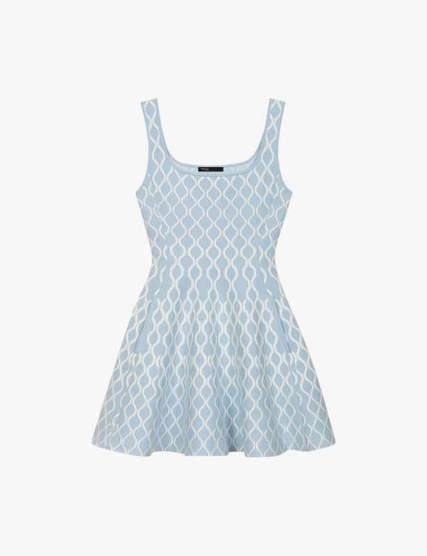 Jacquard-print sleeveless stretch-woven mini dress