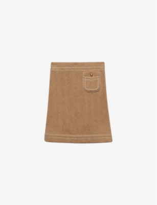 PRADA: Patch-pocket mid-rise cotton mini skirt