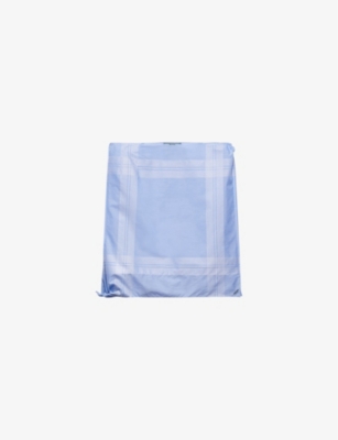 PRADA: Logo-embroidered high-rise checked cotton mini skirt