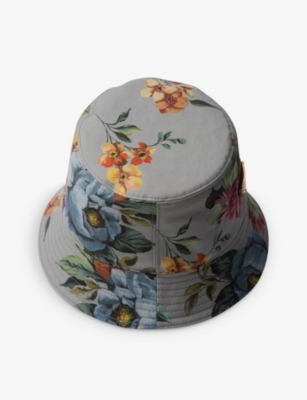 Shop Prada Womens  Reversible Printed Cotton Bucket Hat In Gold/silver