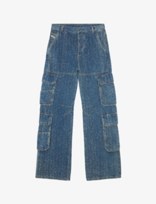 DIESEL: D-Sire Cargo wide-leg low-rise denim jeans