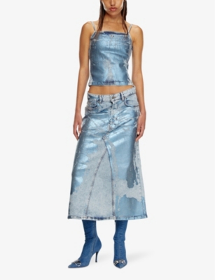 DIESEL: DE ILA slim-fit metallic stretch-denim top