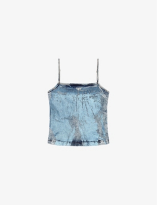 DIESEL: DE ILA slim-fit metallic stretch-denim top
